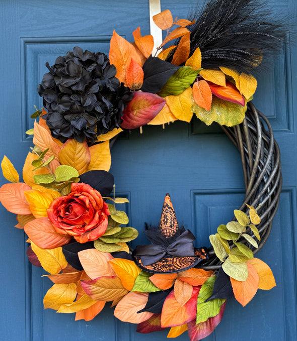 Fall Harvest Witch Hat Wreath