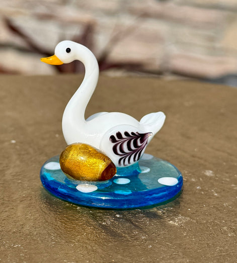 Pier 1 Imports Greta Ceramic Swan Figurine with Golden Egg