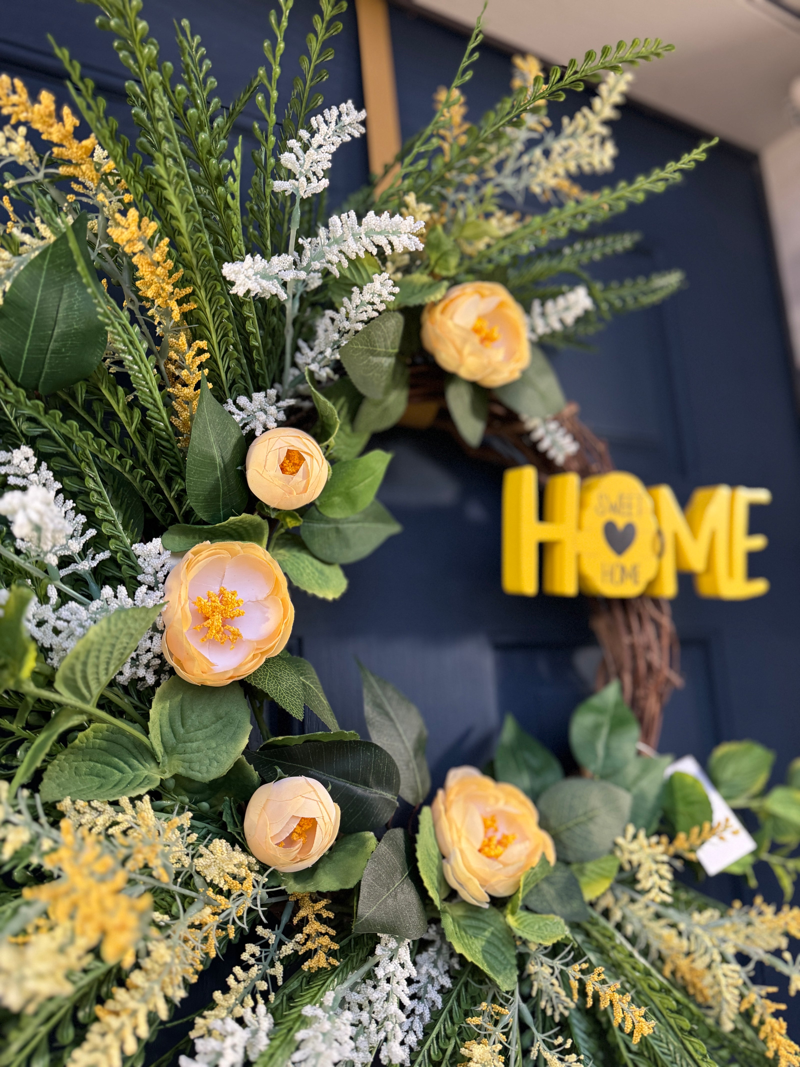 Yellow Blooms “Home Sweet Home” Wreath