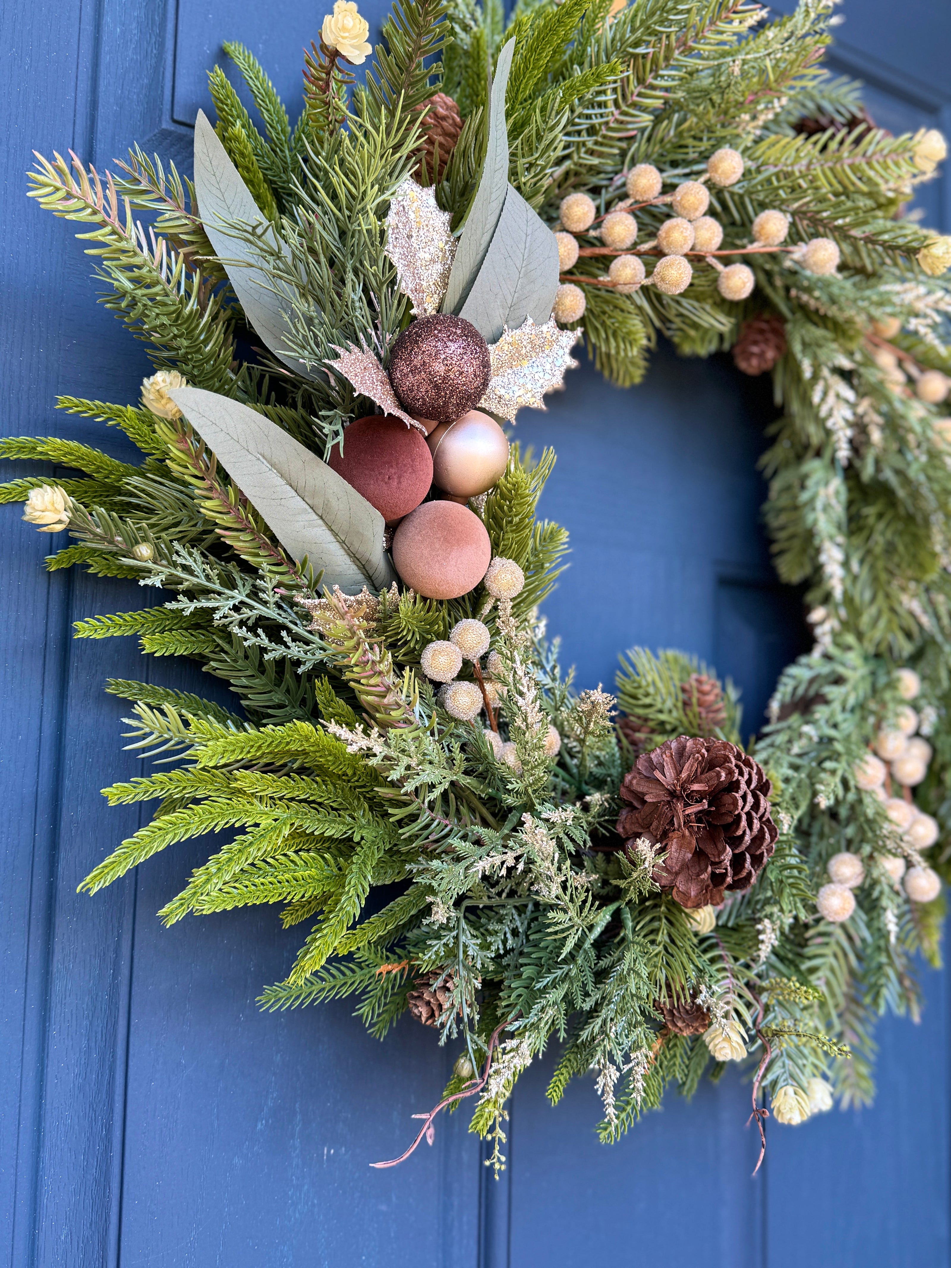 Rustic Winter Pine & Gold Accent Wreath