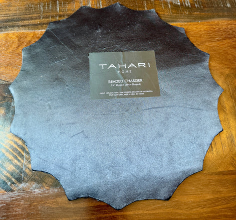 Set of 4 Tahari Halloween Beaded Charger Spider Web Placemats