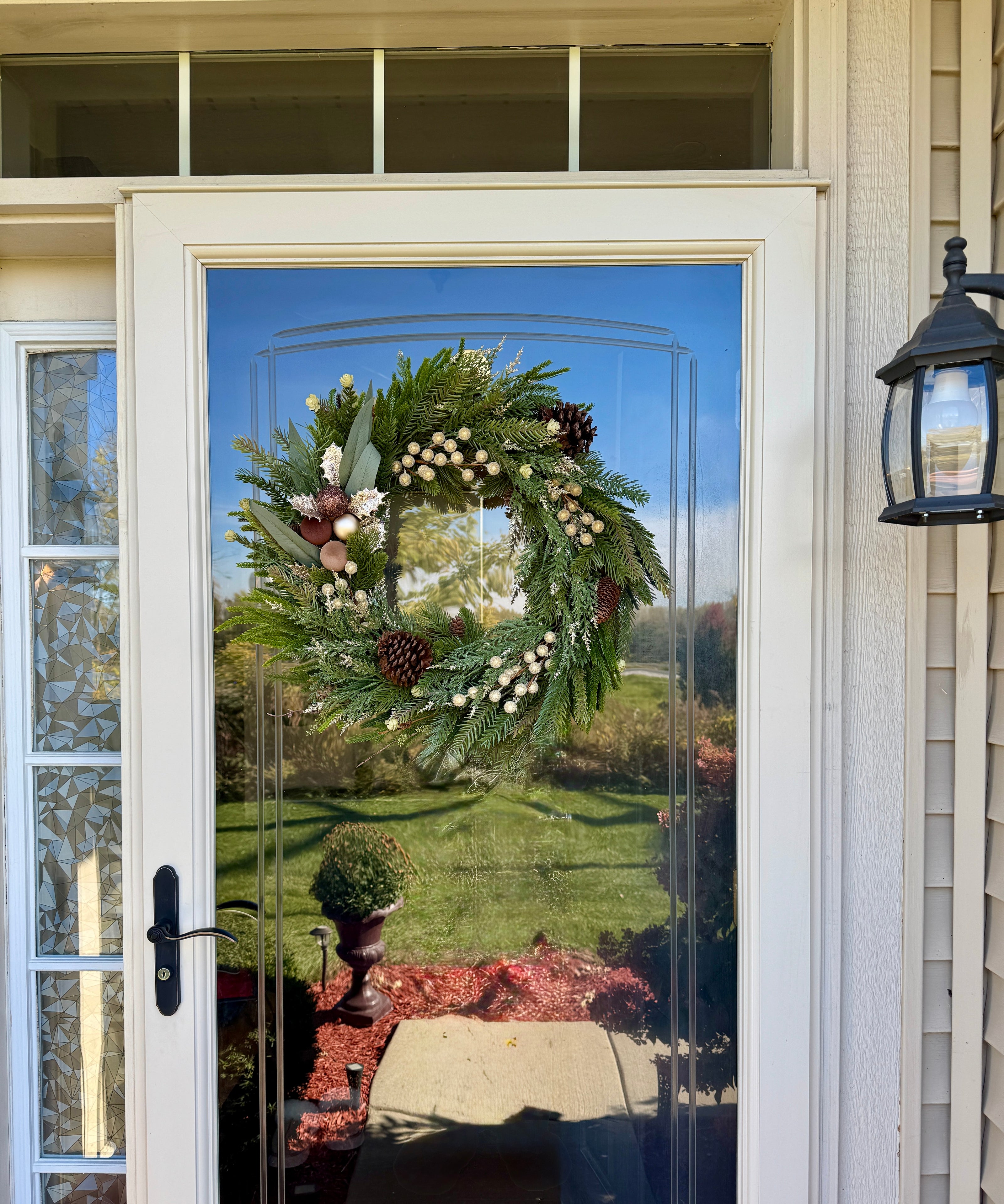 Rustic Winter Pine & Gold Accent Wreath