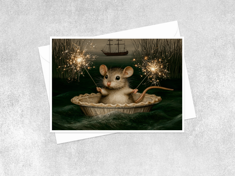 Sparkler Sailor Mouse Blank Greeting Card - 5x7