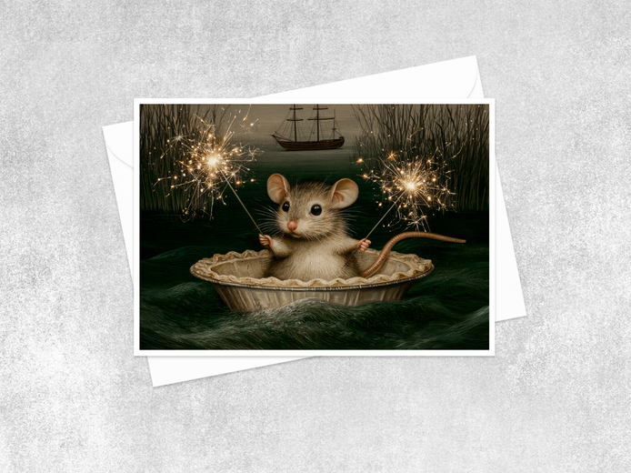 Sparkler Sailor Mouse Blank Greeting Card - 5x7