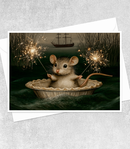 Sparkler Sailor Mouse Blank Greeting Card - 5x7