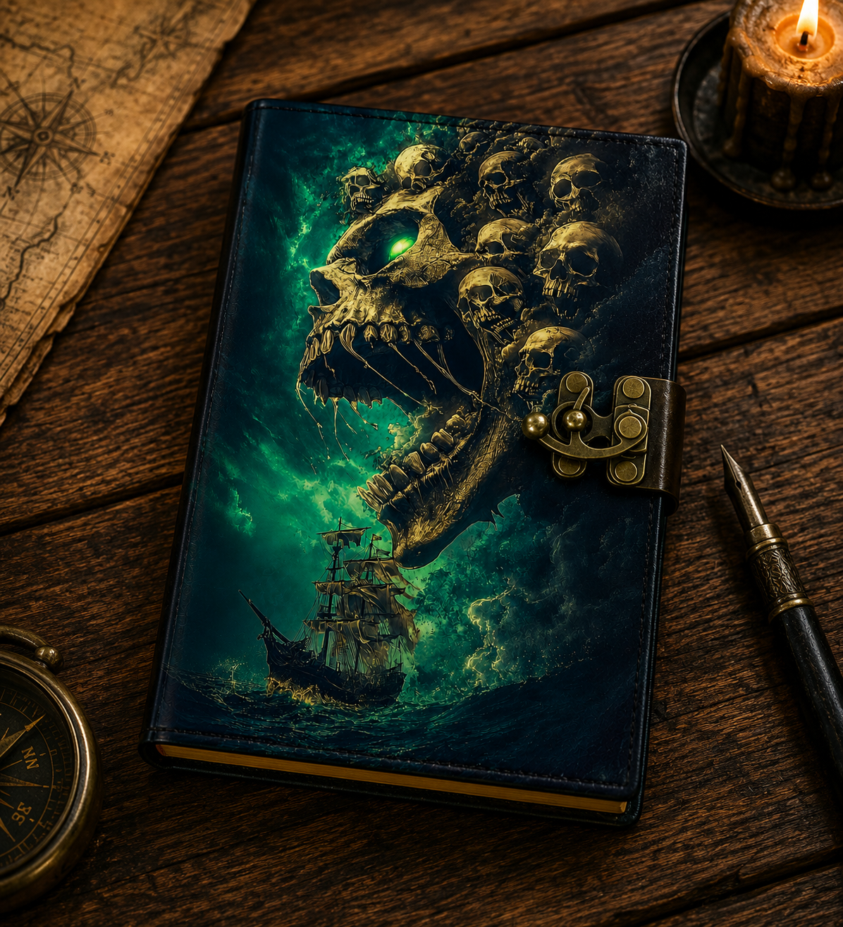 Halloween Tarot Handmade Leather Journal for Spiritual Shops