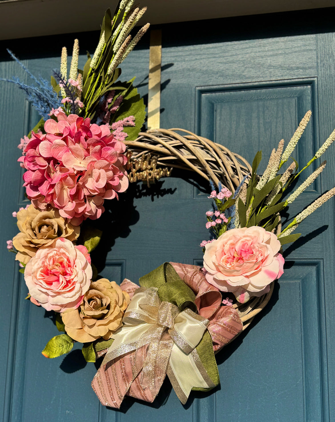 Elegant Pink Hydrangea Wreath