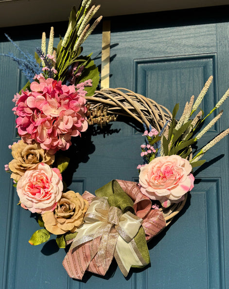 Elegant Pink Hydrangea Wreath