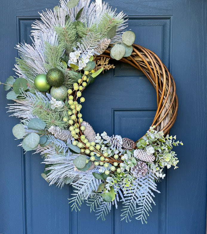 Frosted Evergreen & Pinecone Winter Wreath