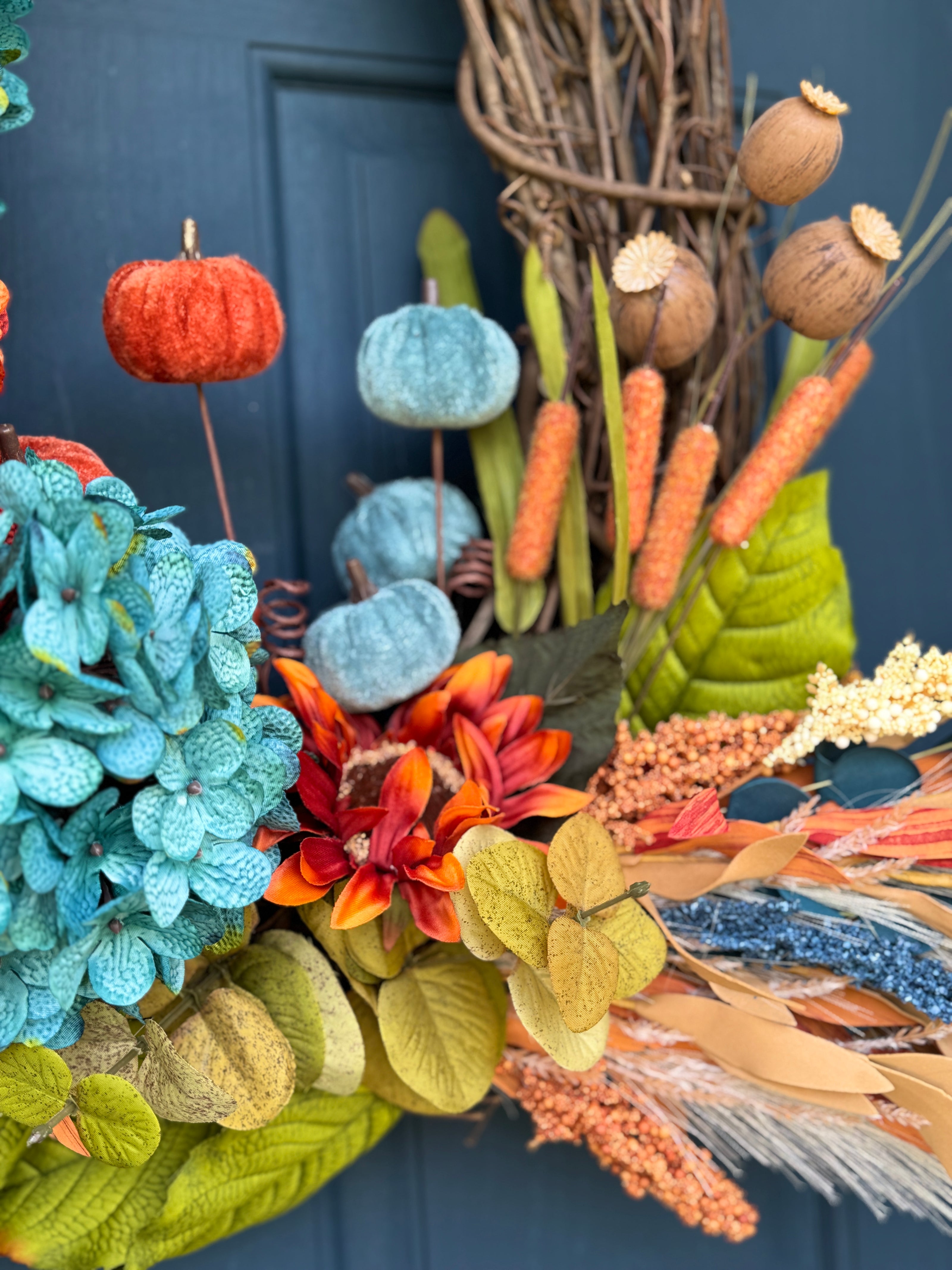 Teal Pumpkin Harvest Wreath