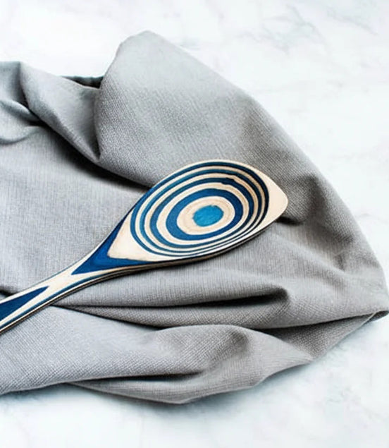 12" Denim Blue Pakka Wood Corner Spoon