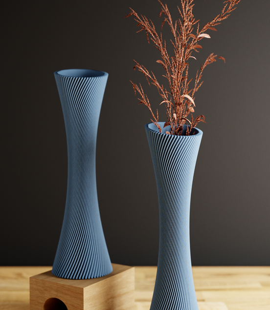 SPIRAL ROSE Vase: Muted Blue / 10 inches / With Insert