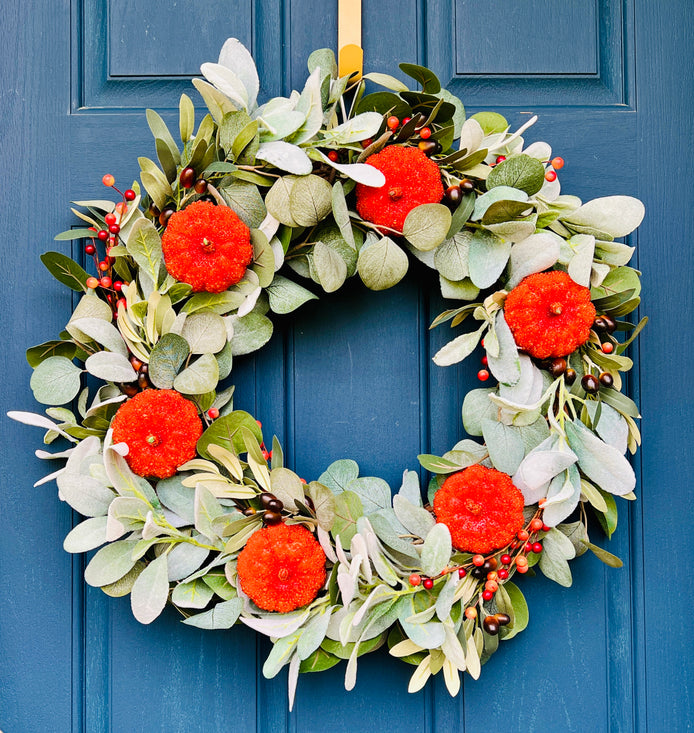 Autumn Pumpkin Eucalyptus Wreath