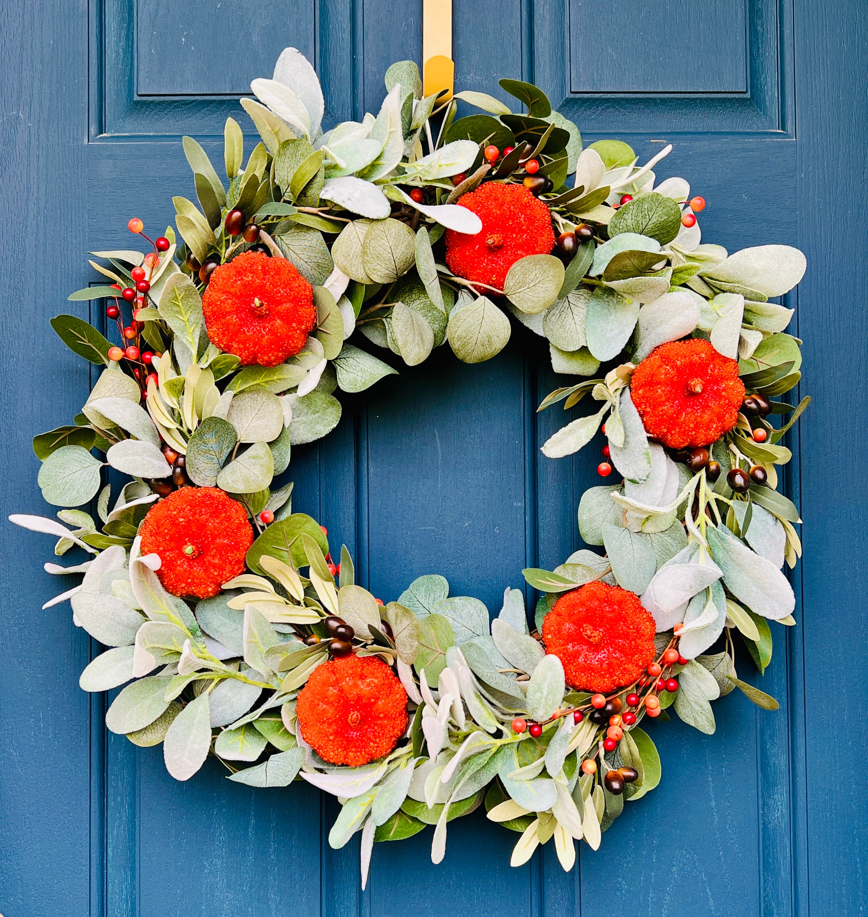 Autumn Pumpkin Eucalyptus Wreath