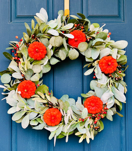 Autumn Pumpkin Eucalyptus Wreath