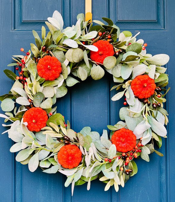 Autumn Pumpkin Eucalyptus Wreath