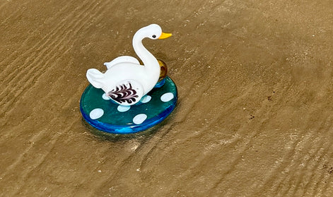 Pier 1 Imports Greta Ceramic Swan Figurine with Golden Egg