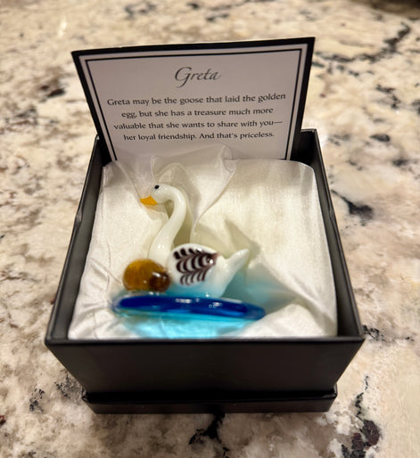 Pier 1 Imports Greta Ceramic Swan Figurine with Golden Egg