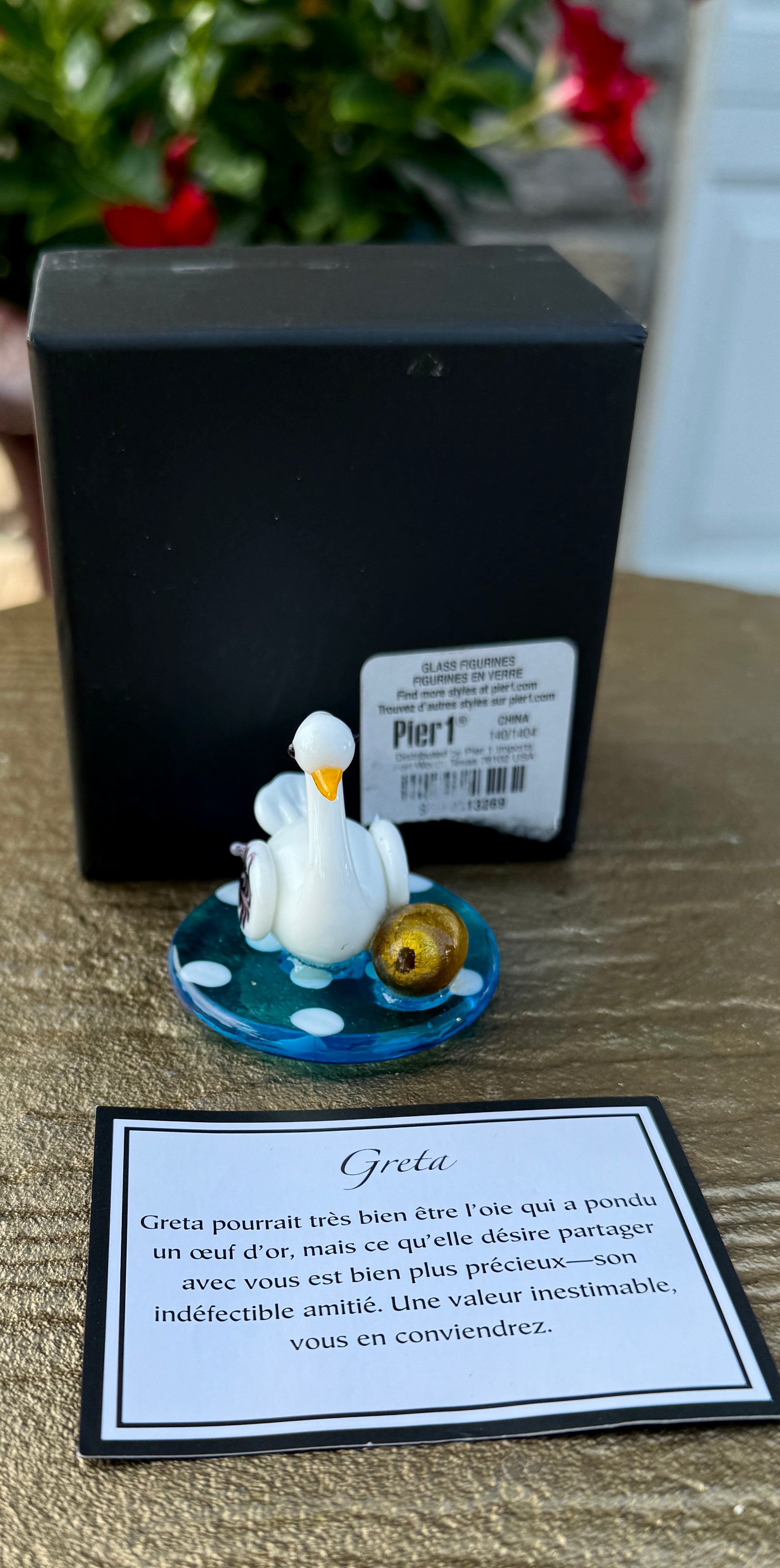 Pier 1 Imports Greta Ceramic Swan Figurine with Golden Egg
