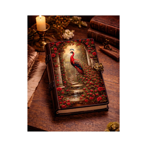 Peacock Leather Journal Vintage Celtic Grimoire Book Cover