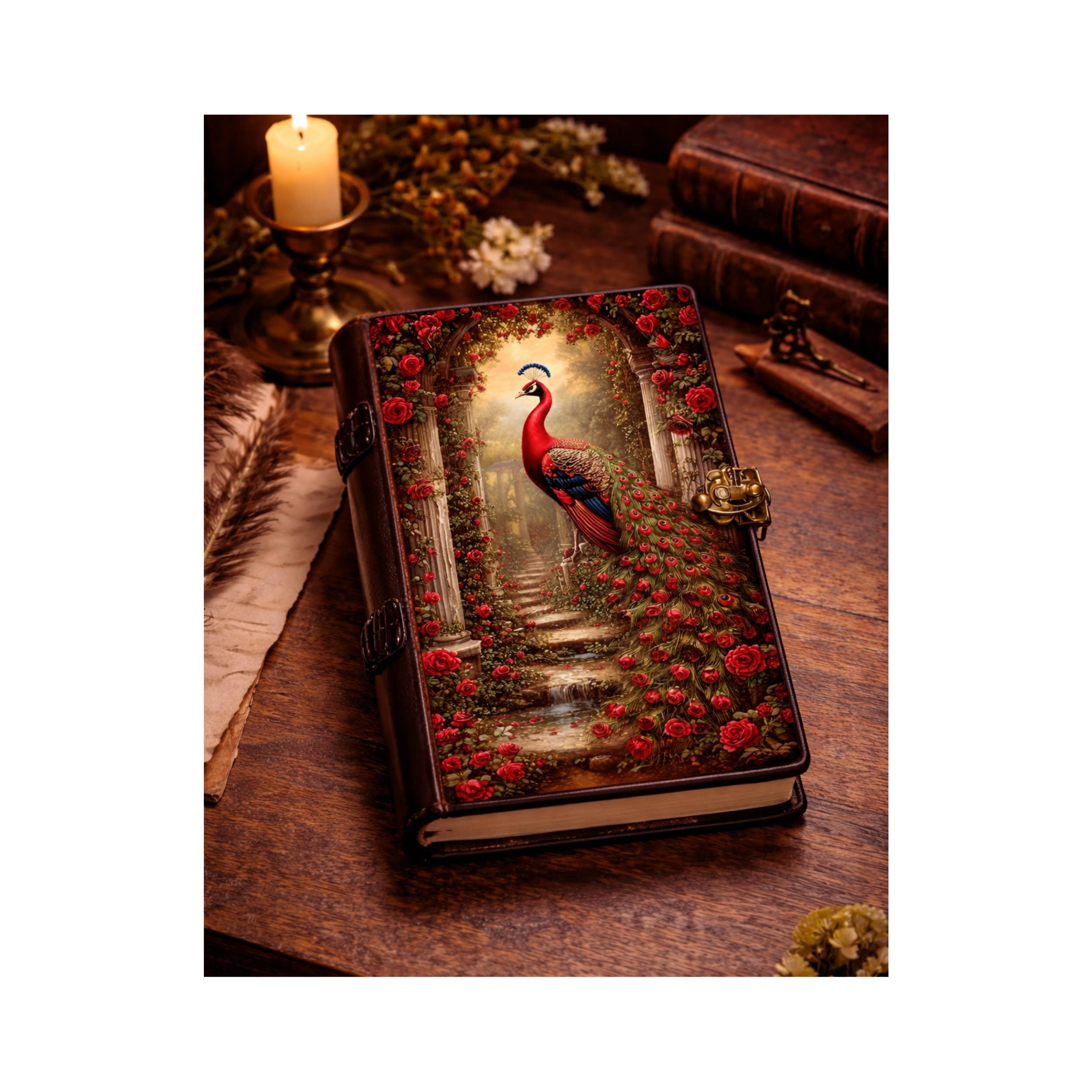 Peacock Leather Journal Vintage Celtic Grimoire Book Cover
