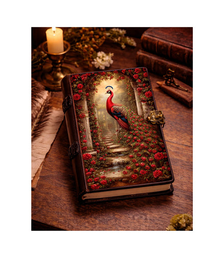 Peacock Leather Journal Vintage Celtic Grimoire Book Cover