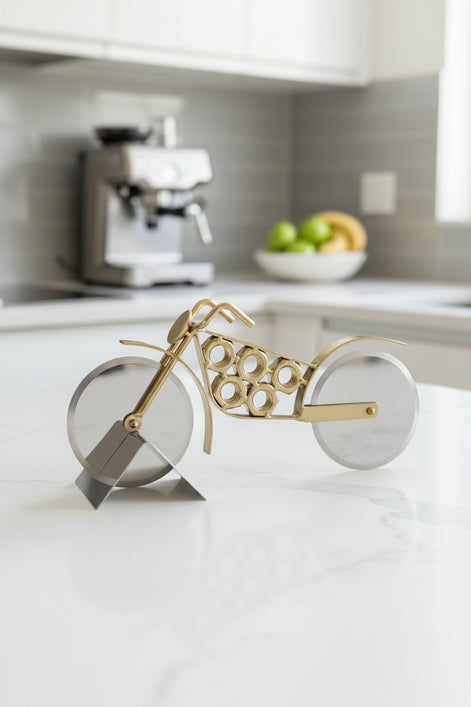 Motorcycle Pizza Cutter with Stand