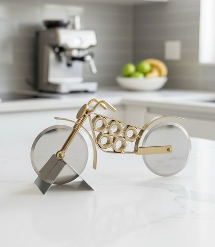 Motorcycle Pizza Cutter with Stand