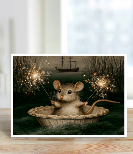 Sparkler Sailor Mouse Blank Greeting Card - 5x7