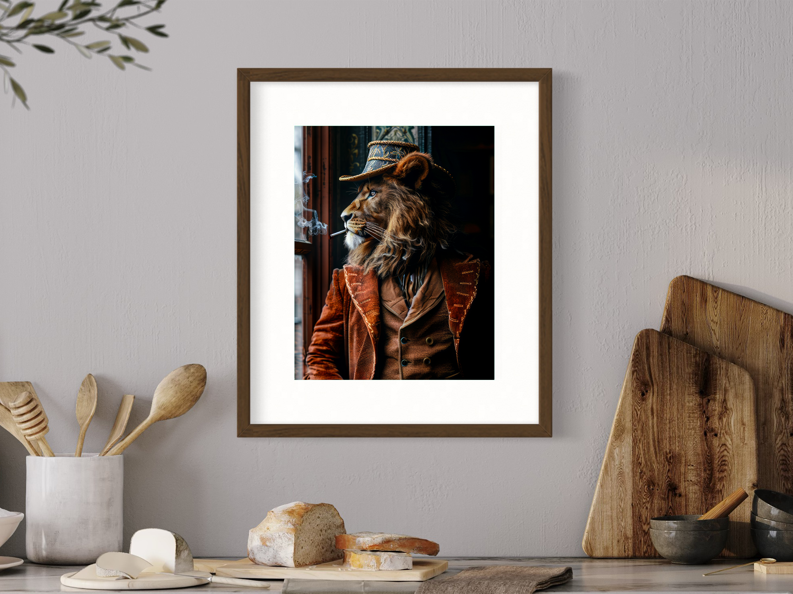 Dapper Lion Smoking Wall Decor - 8x10 PRINT ONLY