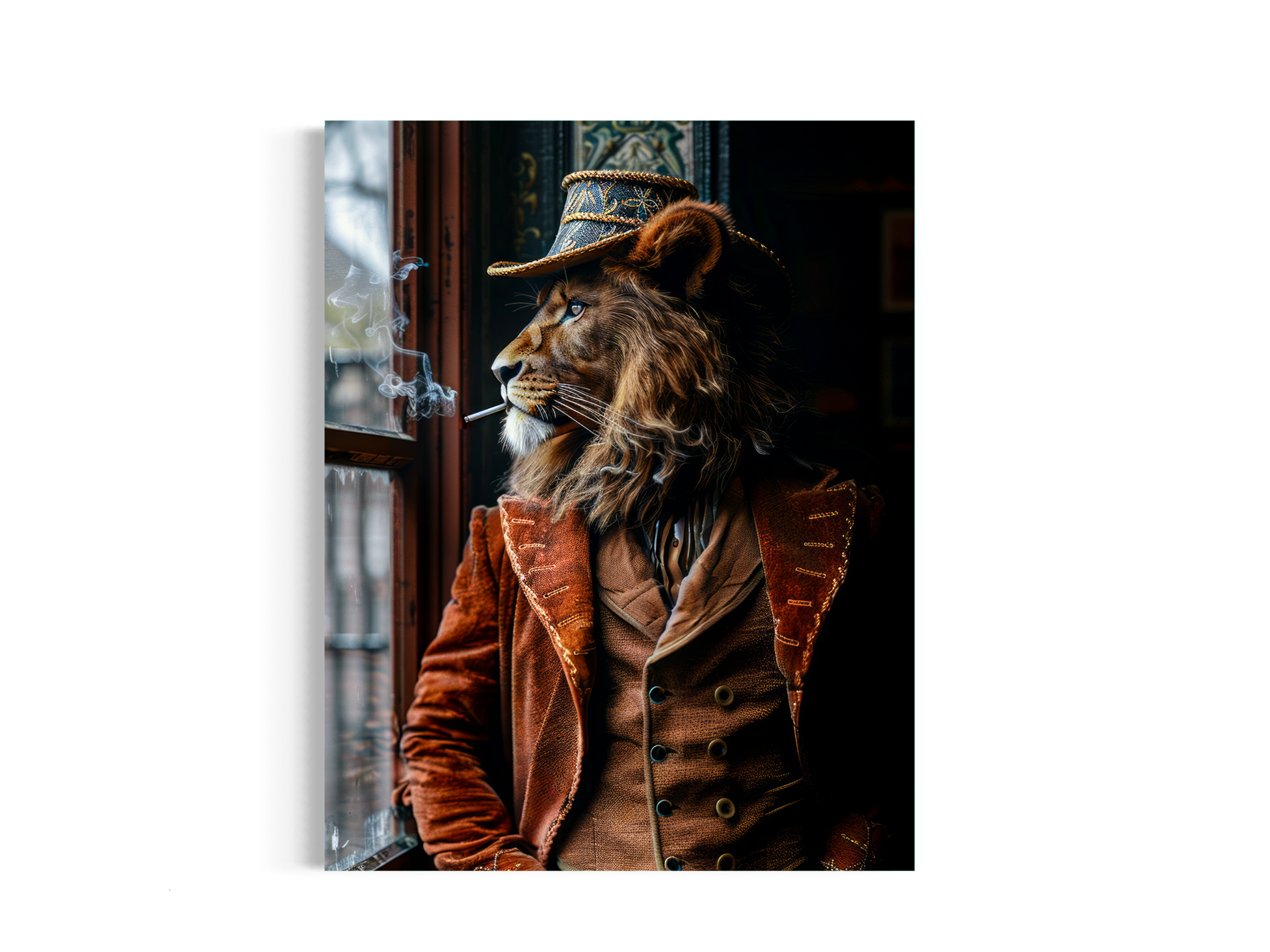 Dapper Lion Smoking Wall Decor - 8x10 PRINT ONLY