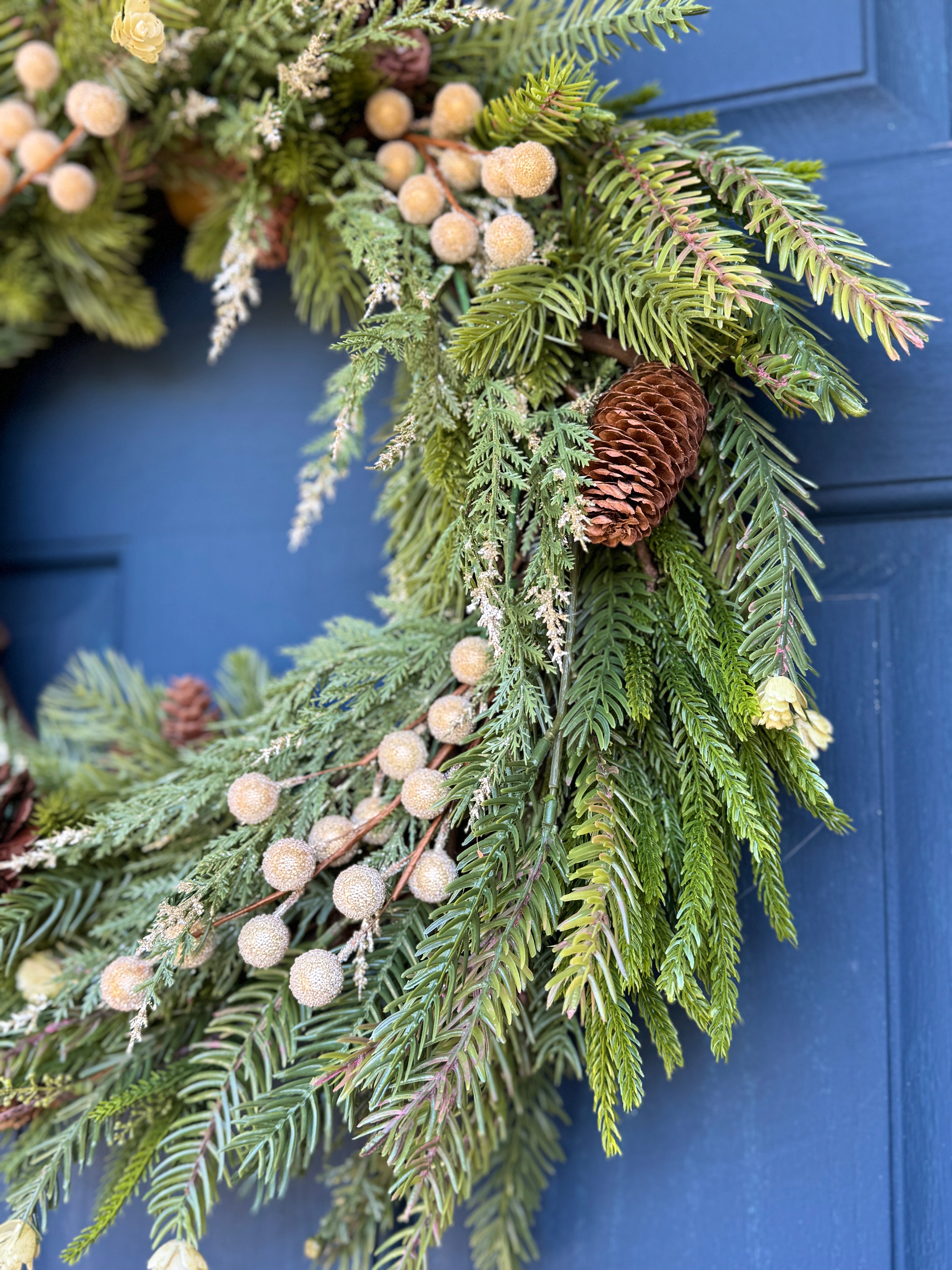 Rustic Winter Pine & Gold Accent Wreath