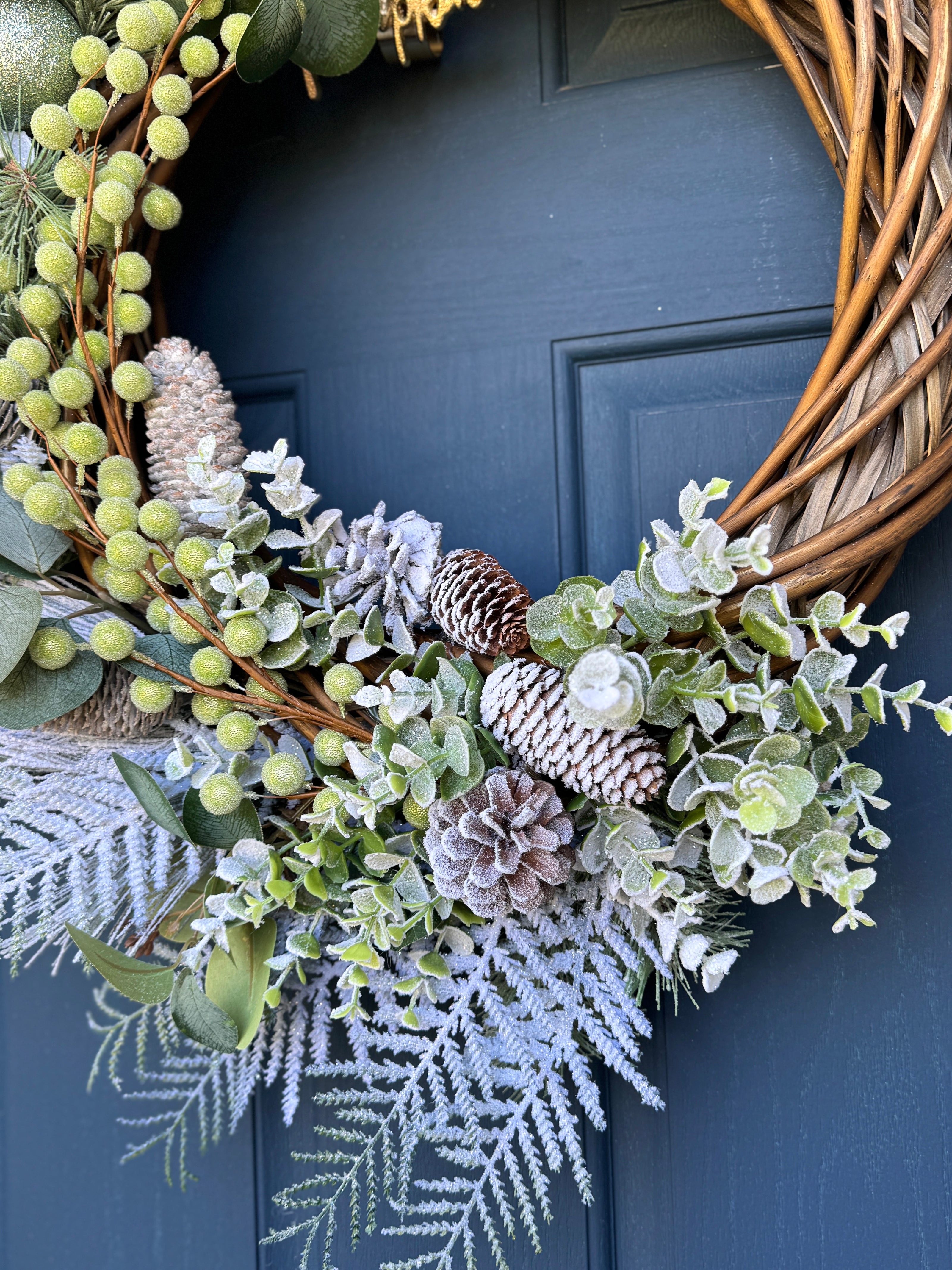Frosted Evergreen & Pinecone Winter Wreath