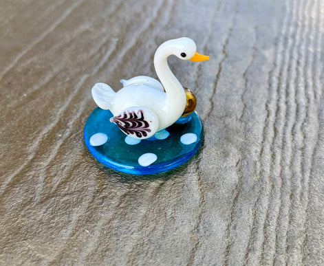 Pier 1 Imports Greta Ceramic Swan Figurine with Golden Egg