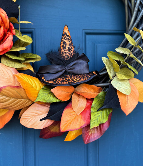 Fall Harvest Witch Hat Wreath