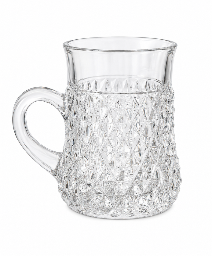 Diamond-Cut Glass Mugs (Set of 2)