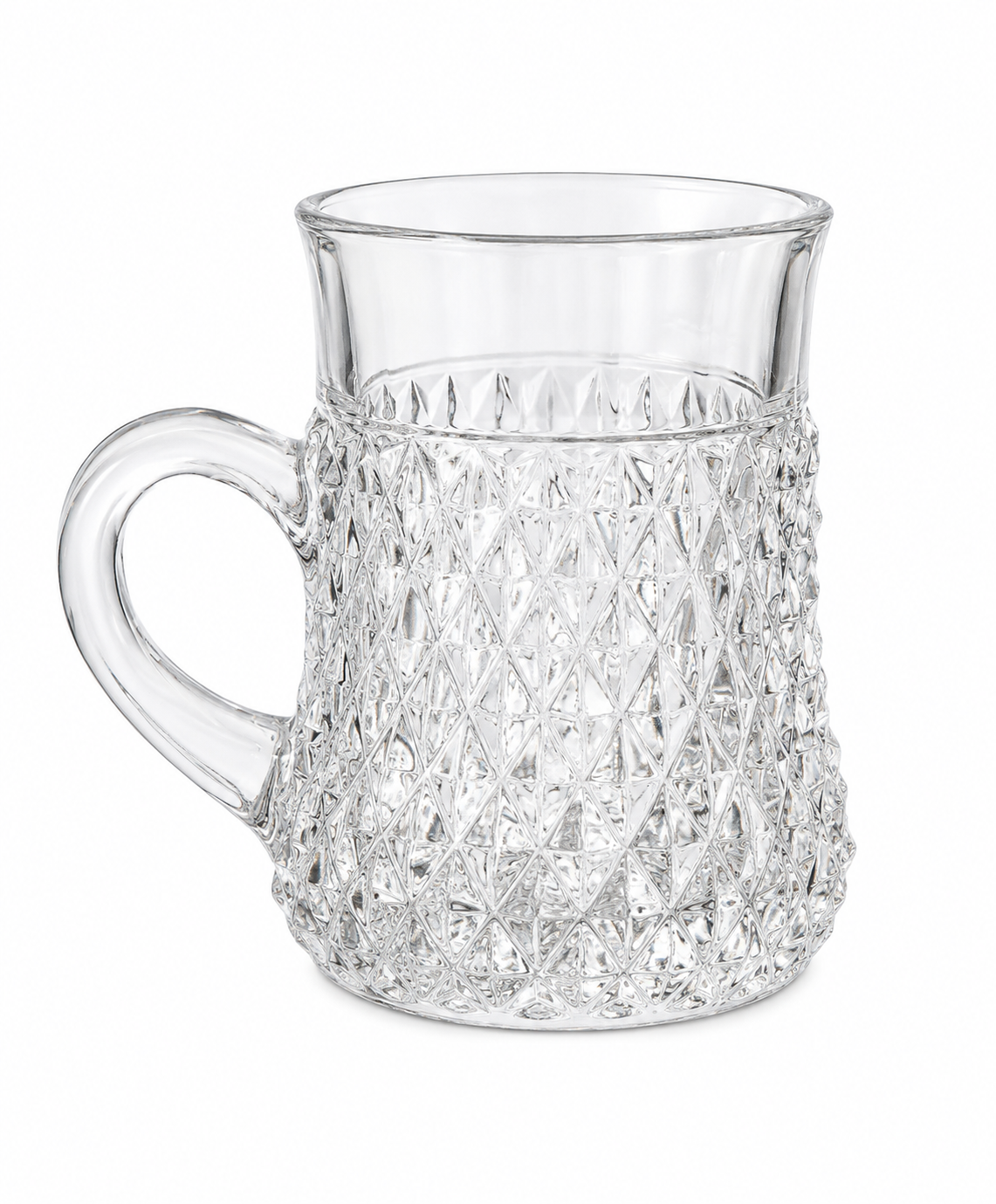 Diamond-Cut Glass Mugs (Set of 2)