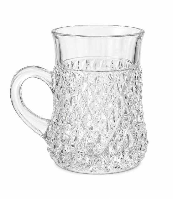 Diamond-Cut Glass Mugs (Set of 2)