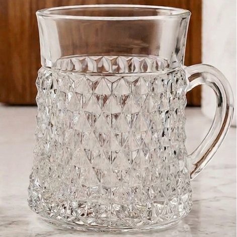 Diamond-Cut Glass Mugs (Set of 2)