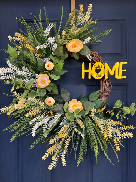 Yellow Blooms “Home Sweet Home” Wreath