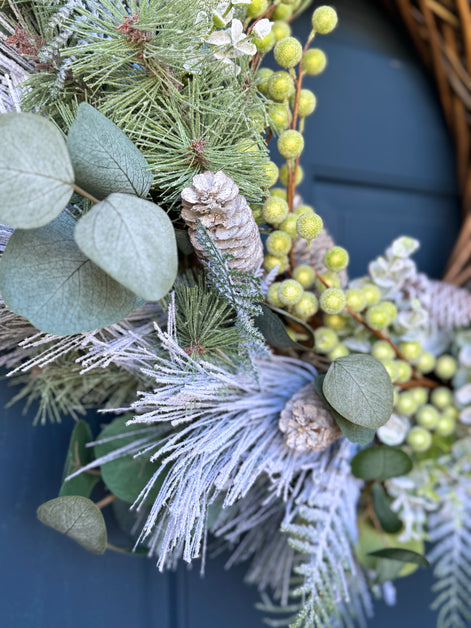 Frosted Evergreen & Pinecone Winter Wreath