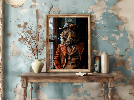 Dapper Lion Smoking Wall Decor - 8x10 PRINT ONLY
