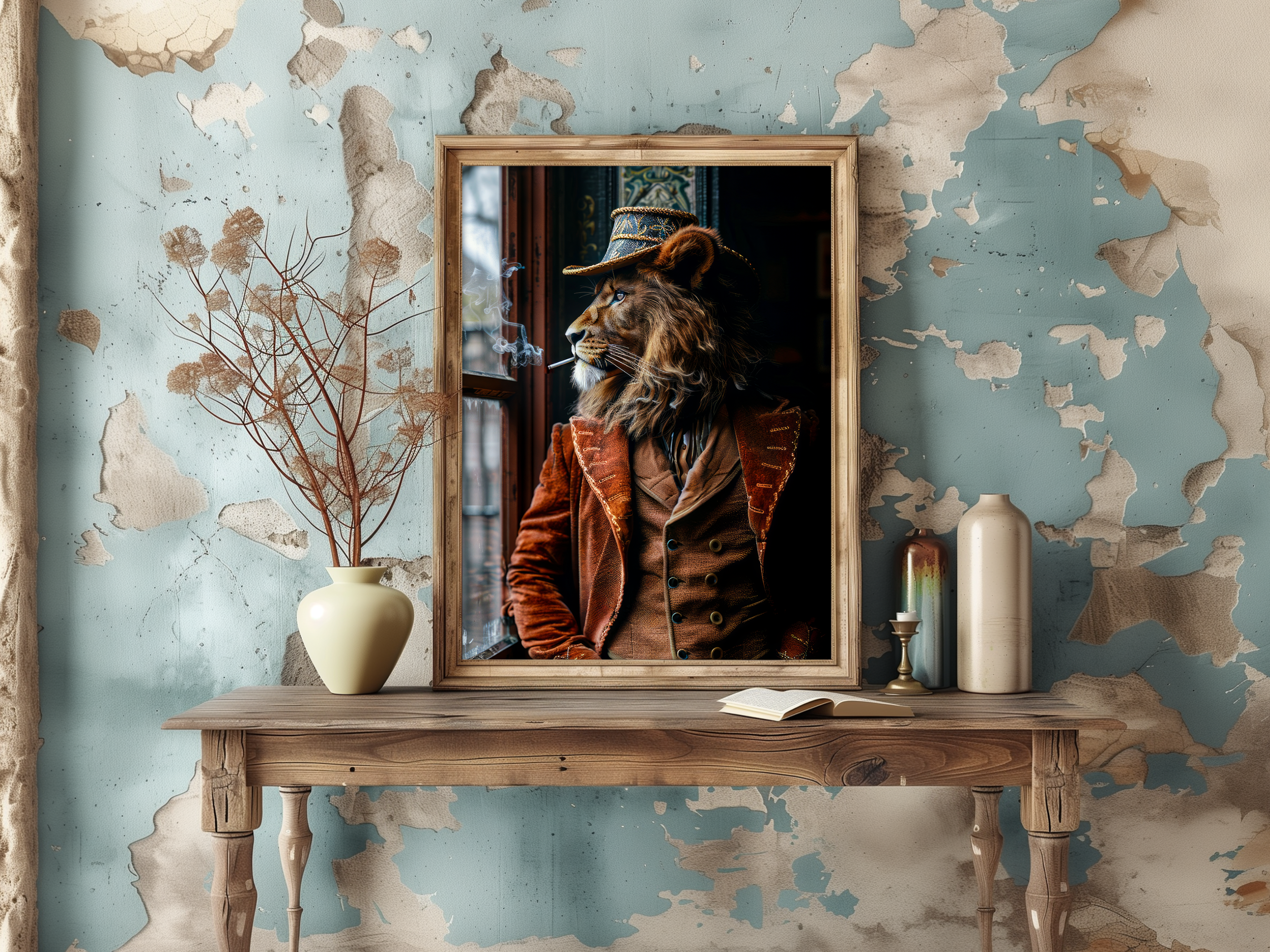 Dapper Lion Smoking Wall Decor - 8x10 PRINT ONLY