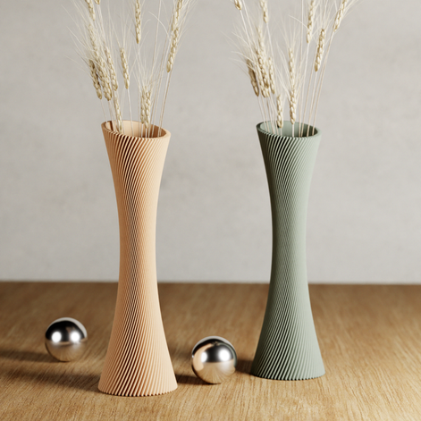 SPIRAL ROSE Vase: Muted Green / 10 inches / With Insert