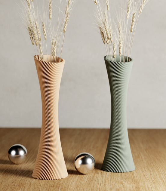 SPIRAL ROSE Vase: Muted Green / 10 inches / With Insert