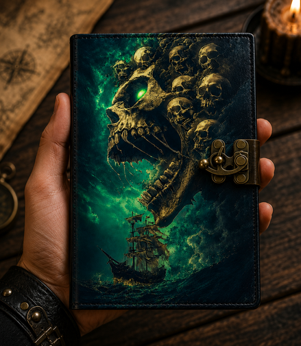 Halloween Tarot Handmade Leather Journal for Spiritual Shops